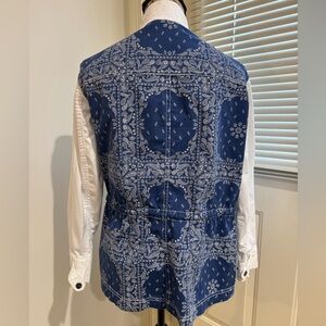 Style & Co white and Navy zippered Denim Jacket size PXL